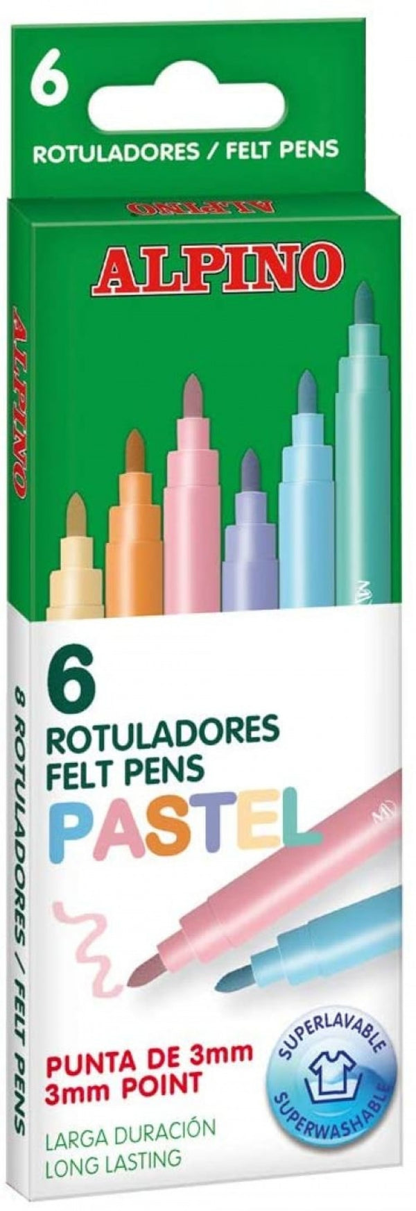 ESTUCHE 6 UNIDADES ROTULADORES ALPINO PASTEL