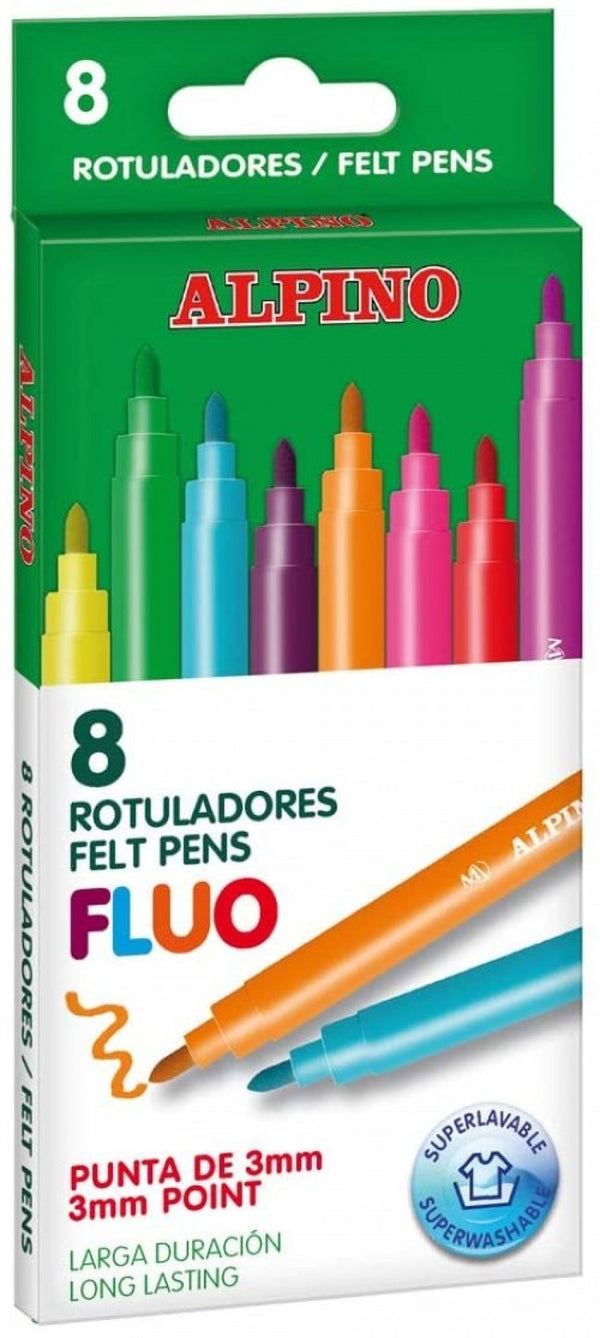 ESTUCHE 8 UNIDADES ROTULADORES ALPINO FLUOR