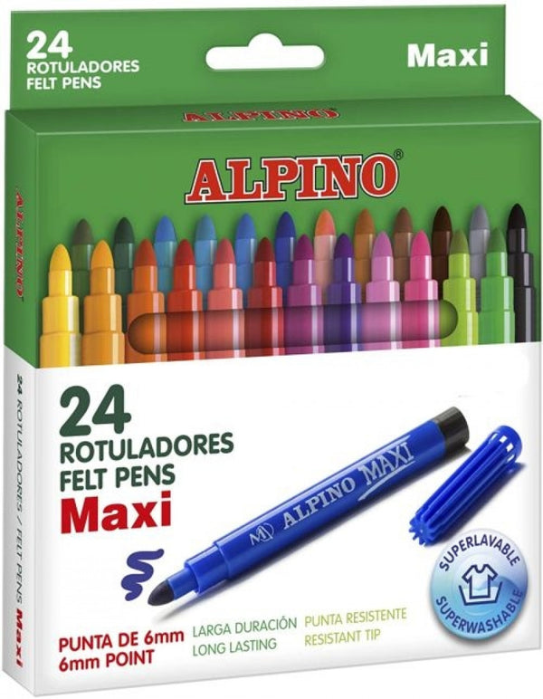 ESTUCHE 24 ROTULADORES ALPINO MAXI PUNTA GRUESA