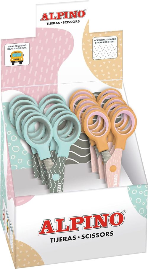 EXP 12 TIJERA ESCOLAR 13CM ALPINO PASTEL