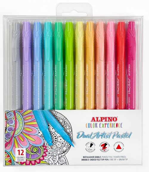 Estuche 12 rotuladores doble punta dual artist pastel