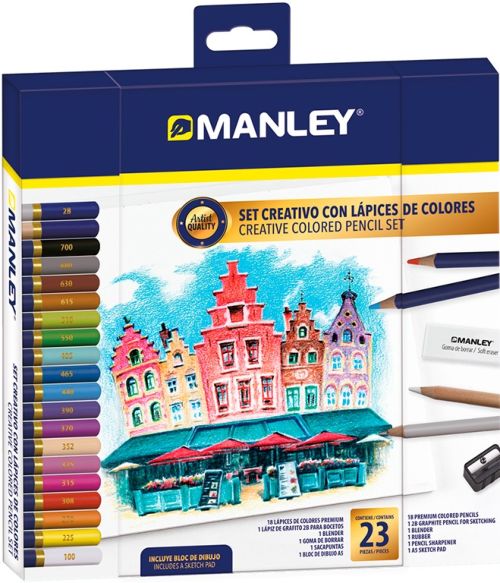 Set creativo lapices de colores con 23 piezas