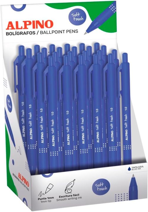Exp 24 boligrafo retractil alpino soft touch punta 1,0mm tinta color azul