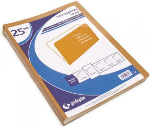 PAQ/25 SUBCARPETAS Fº KRAFT BICOLOR 240G.