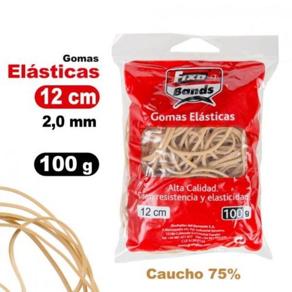 BOLSA 100G GOMAS ELASTICAS Nº12 2MMX12CM FIXO