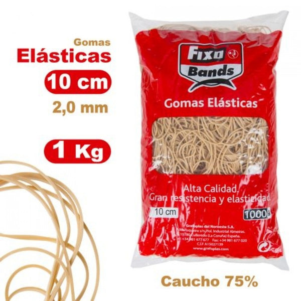 Bolsa 1000g gomas elásticas nº10 fixo 2mm x 10cm