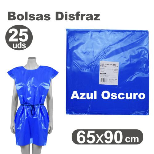 Pack/25 bolsas de plastico para disfraces 65x90cm azul oscuro