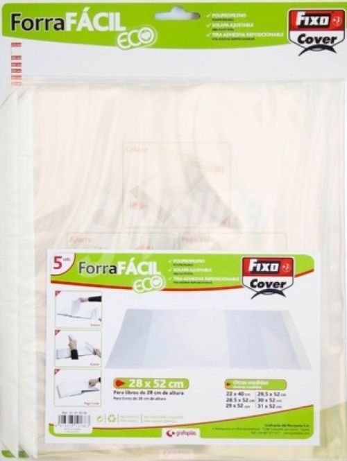 Paq/5 forro libros ajustable 30x52cm forraFácil polipropileno