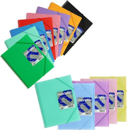 PAQ/12 CARPETAS A4 40 MULTIFUNDAS ESPIRAL MAXIPLAS POLIPROP
