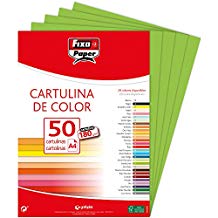 Paq/50 cartulinas fixo a4 180g. verde lima