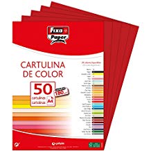 PAQ/50 CARTULINAS FIXO A4 180G. ROJO NAVIDAD