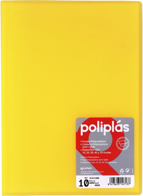 CARPETA Fº 10 FUNDAS SOLDADAS TRANSLUCIDAS AMARILLA