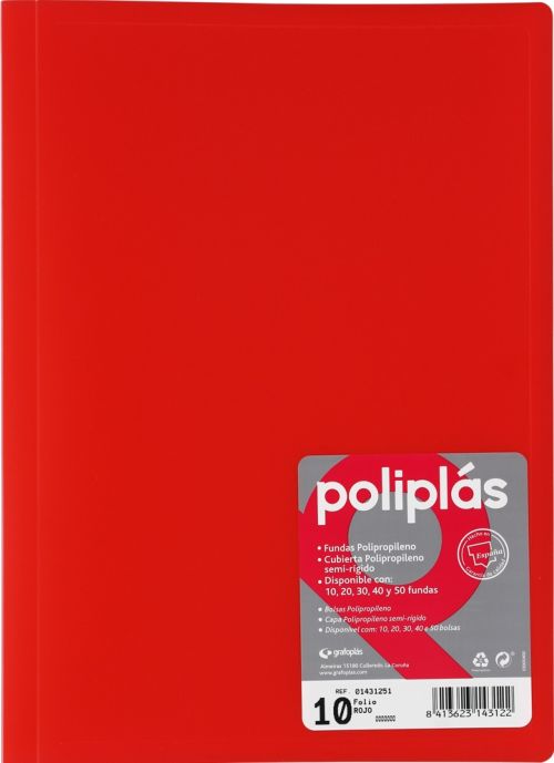 CARPETA Fº 40 FUNDAS SOLDADAS TRANSLUCIDAS ROJO