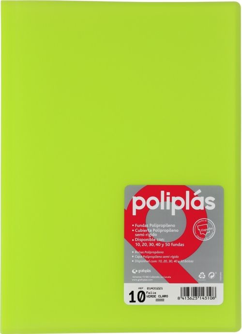 CARPETA Fº 30 FUNDAS SOLDADAS TRANSLUCIDAS VERDE CLARO