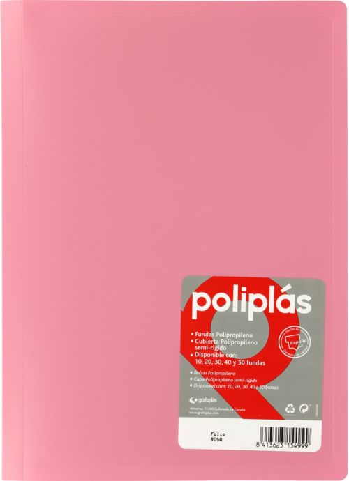 CARPETA Fº 30 FUNDAS SOLDADAS OPACAS ROSA POLIPLAS
