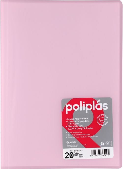 CARPETA Fº 10 FUNDAS SOLDADAS TRANSLUCIDAS ROSA SOFT
