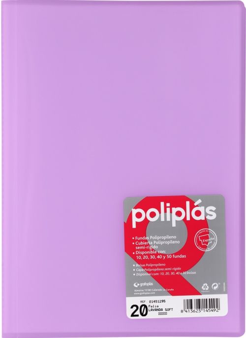 CARPETA Fº 40 FUNDAS SOLDADAS TRANSLUCIDAS LAVANDA SOFT