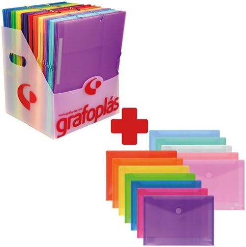 C/50 carpeta fº gomas y solapas polipropileno + 12 carpetas sobre fº multifin de regalo
