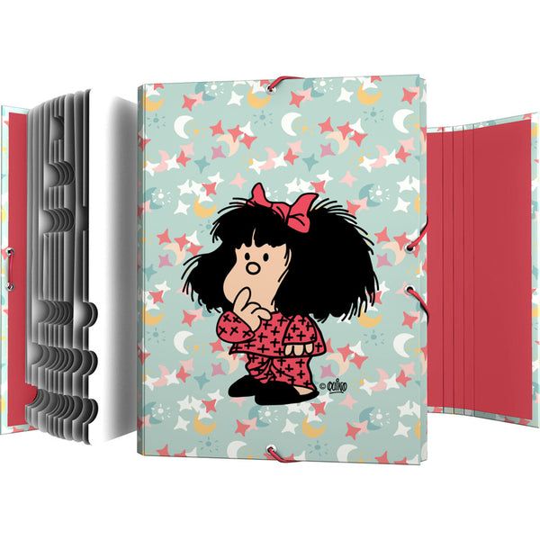 CARPETA CLASIFICADORA FORRADA CON SOLAPA MAFALDA PIJAMA 26x35x2cm