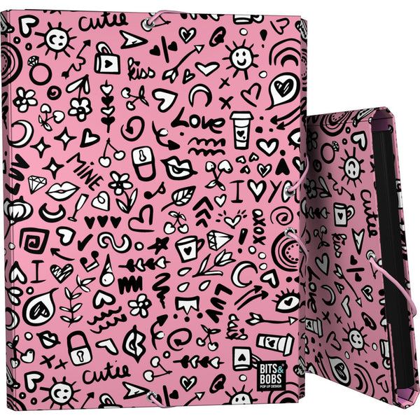 CARPETA 3 SOLAPAS FORRADA B&.B I LOVE YOU 25,7x34,8x2cm