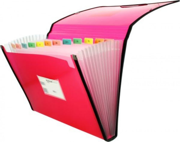 Carpeta fuelle Fº rosa polipropileno 13 departamentos con ribete