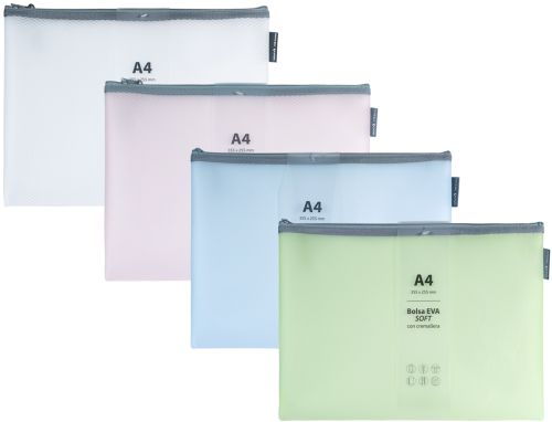 C/20 BOLSAS ZIPPER BAG CREMALLERA A4 COLORES MATE SURTIDOS