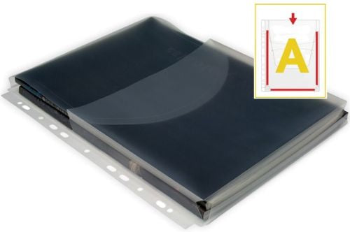 Paq/12 funda a4 11 taladros con fuelle y solapa polipropileno extra