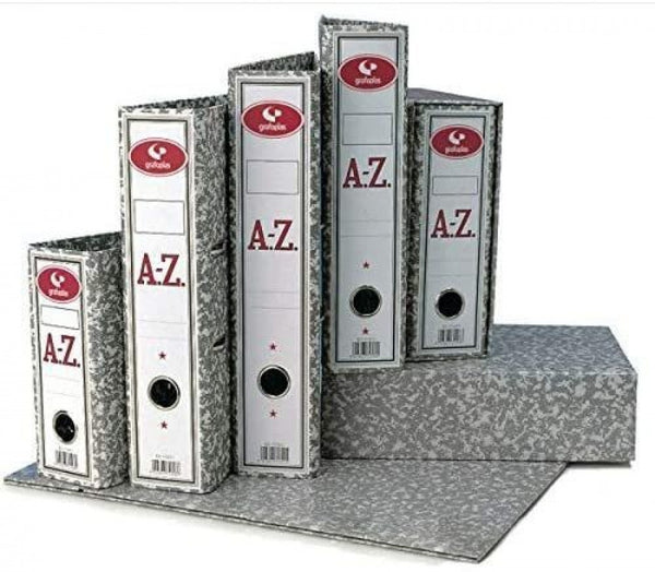 C/25 archivador de palanca fº jaspeado gris sin rado