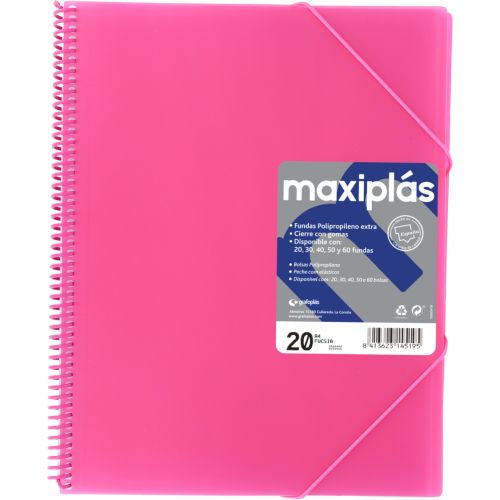 CARPETAS A4 30 FUNDAS A4 ESPIRAL MAXIPLAS FUCSIA