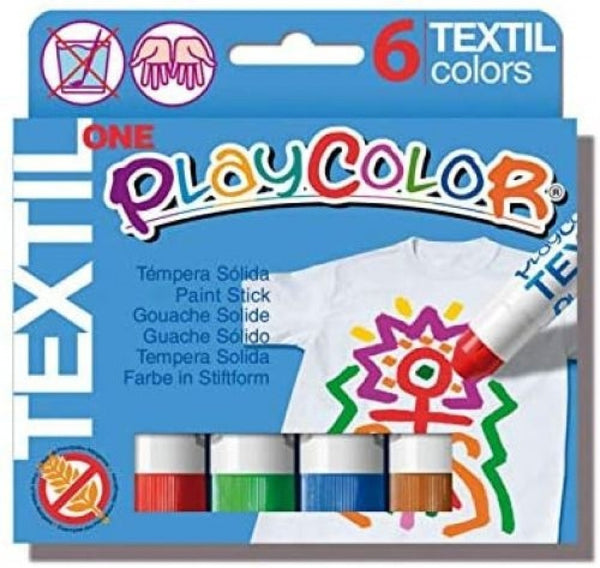 ESTUCHE 6 TEMPERAS SOLIDAS TEXTIL PLAYCOLOR