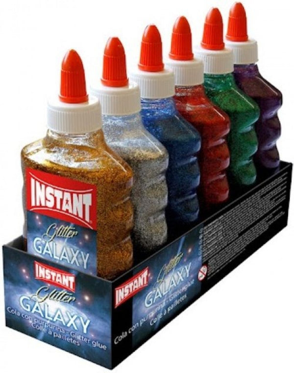 C/6 COLA GLITTER GALAXY CON PURPURINA SURTIDO 180ML