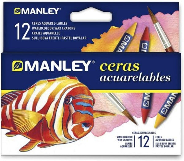 Estuche 12 ceras manley acuarelables colores surtidos