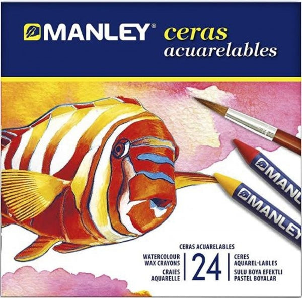 ESTUCHE 24 CERAS MANLEY ACUARELABLES COLORES SURTIDOS