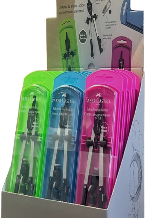 Exp 15 compás con adaptador universal estuche color neón