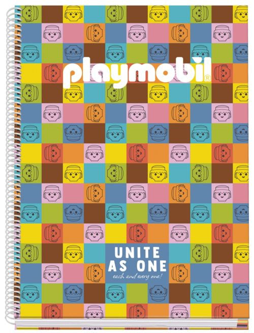 Cuaderno espiral a4 tapa extradura 100 hojas cuad 5x5 playmobil unite