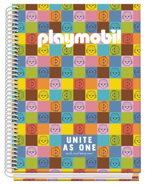 Cuaderno espiral a5 tapa extradura 100 hojas cuad 5x5 playmobil united