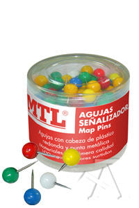BOTE 100 AGUJAS SEÑALIZADORAS 8X16MM COLORES MTL