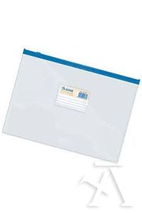 BOLSA ZIPPER Fº APAISADO PVC TRANSPARENTE CIERRE AZUL