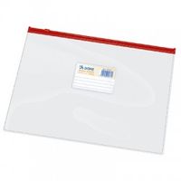 BOLSA ZIPPER Fº APAISADO PVC TRANSPARENTE CIERRE ROJO