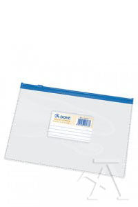 BOLSA ZIPPER A5 APAISADO PVC TRANSPARENTE CIERRE AZUL