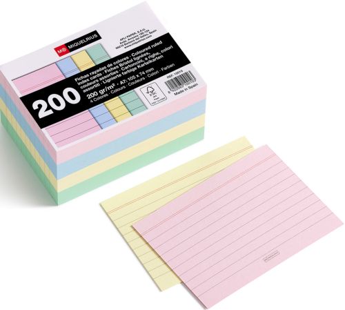 PAQ/200 FCICHAS RAYADAS COLORES A7 105X74MM