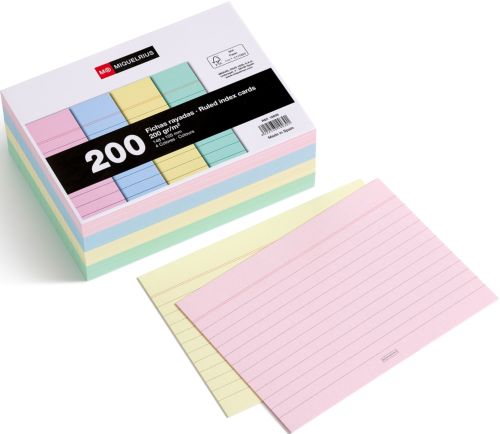 PAQ/200 FCICHAS RAYADAS COLORES A6 105X148MM
