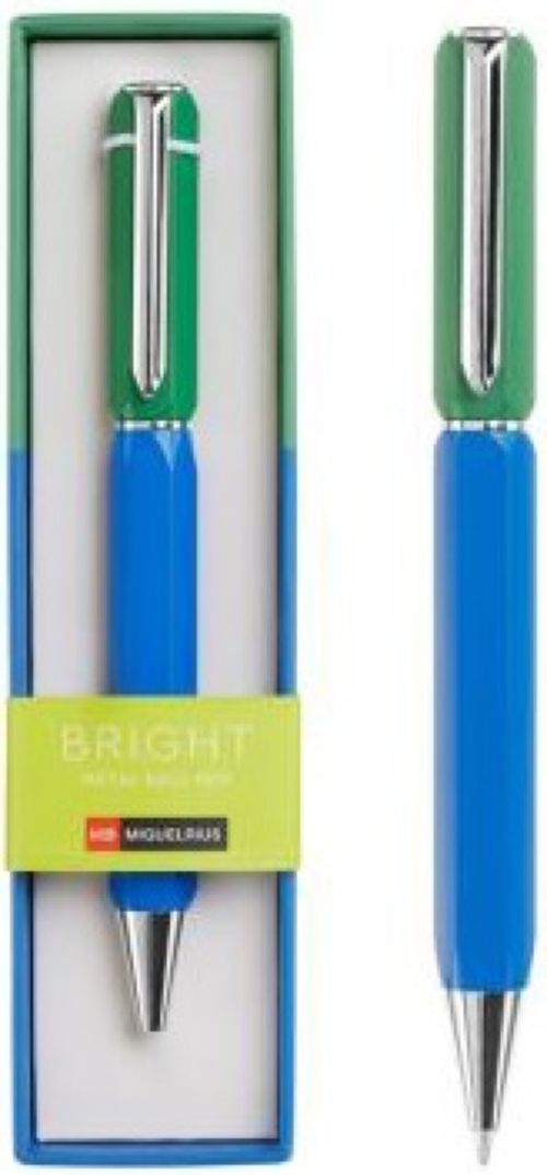 Bolígrafo metálico bright color verde/azul 0,5mm