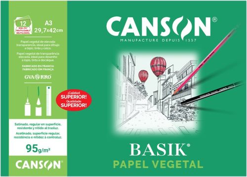 Bolsa mini-pk 12 hojas papel vegetal a3 90/95 g