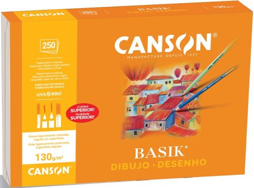 C/250 laminas dibujo basik con recuadro y cajetin A4 21x29,7cm 130g