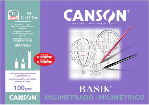 Bolsa mini-pk 12 hojas papel milimetrado a4 100grs