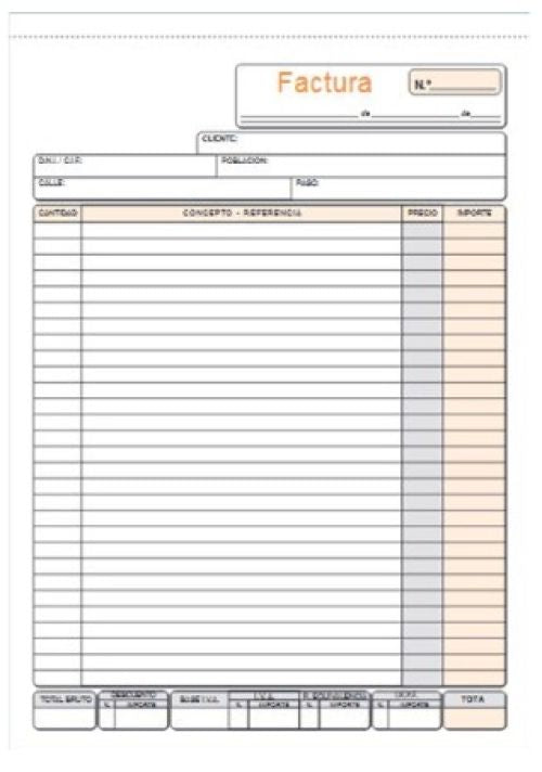Paq/5 talonarios de facturas fº natural triplicado autocopiante