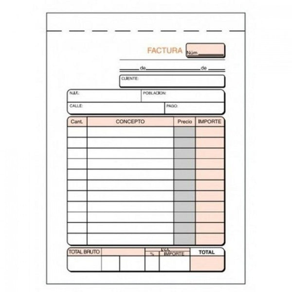 Paq/10 talonarios de facturas 1/8 natural con i.g.i.c. loan