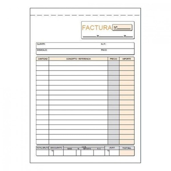 PAQ/10 TALONARIOS DE FACTURAS 1/4 NATURAL DUPLICADO AUTOCO