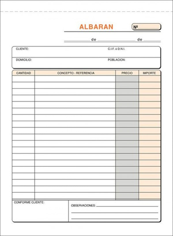 PAQ/10 TALONARIOS DE ALBARANES 1/4 NATURAL DUPL.AUT.